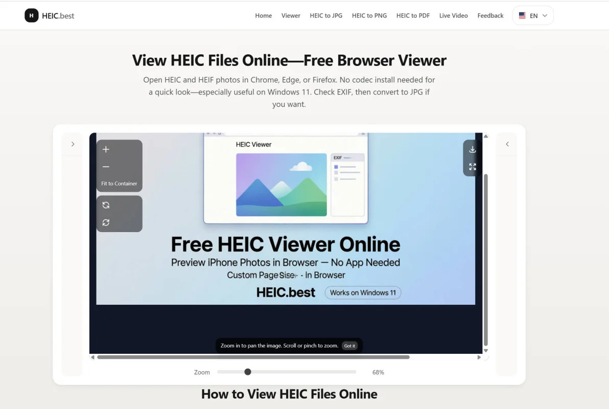 Convertitore HEIC.Best aperto in Safari su iPhone per convertire HEIC in JPG in batch